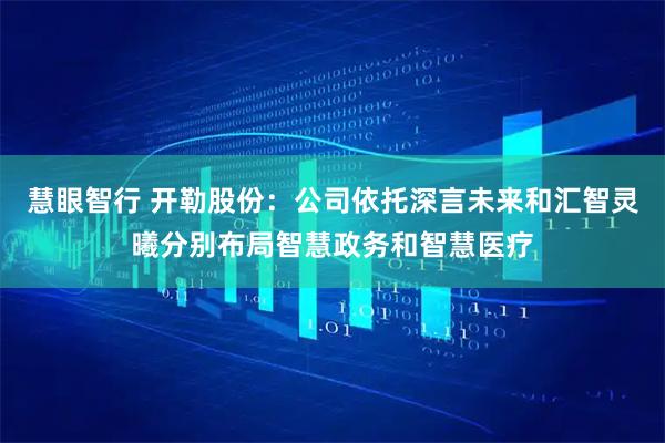 慧眼智行 开勒股份：公司依托深言未来和汇智灵曦分别布局智慧政务和智慧医疗